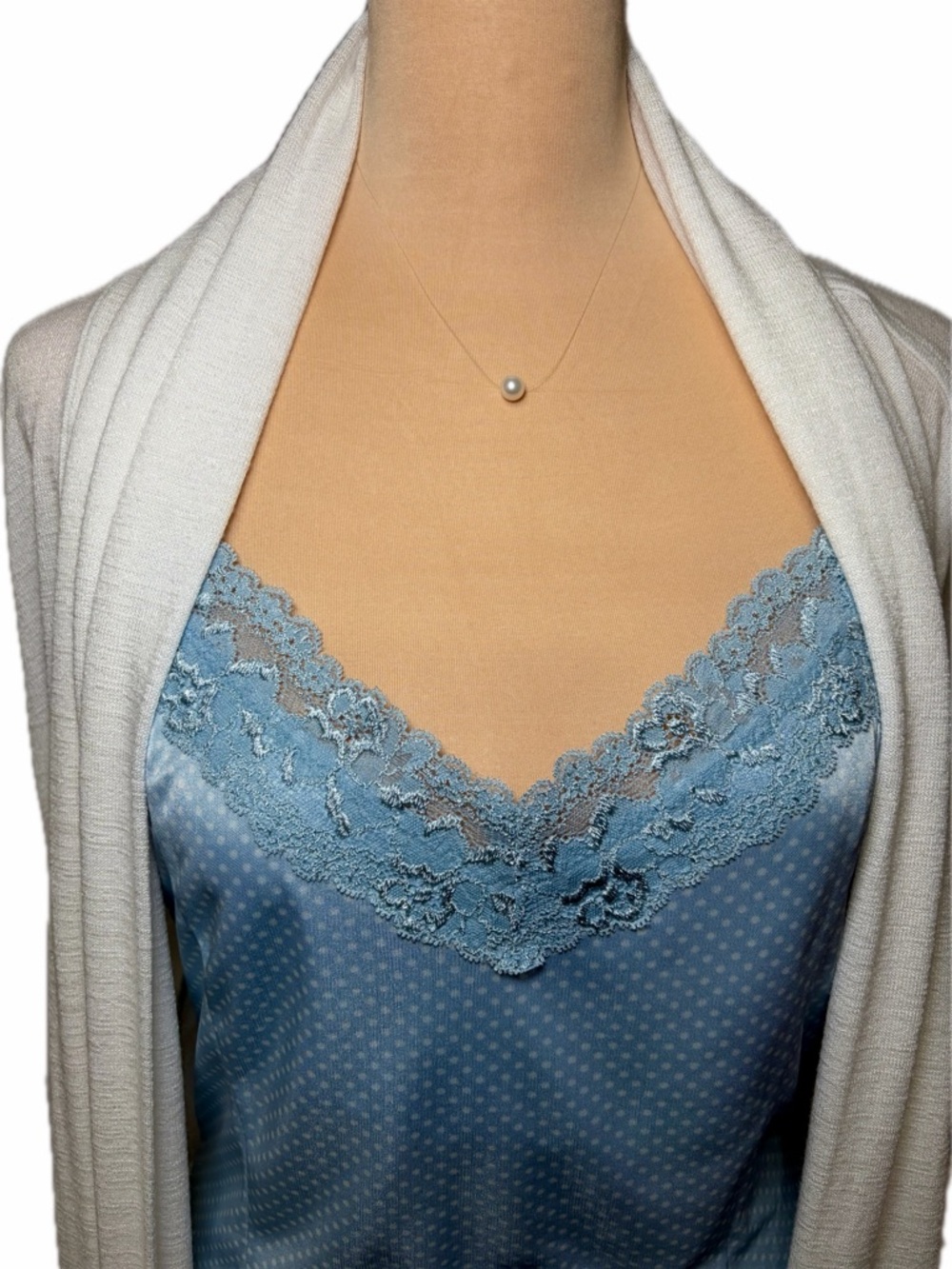 The Limited Baby Blue & White Polka Dot Lace-Trim Camisole